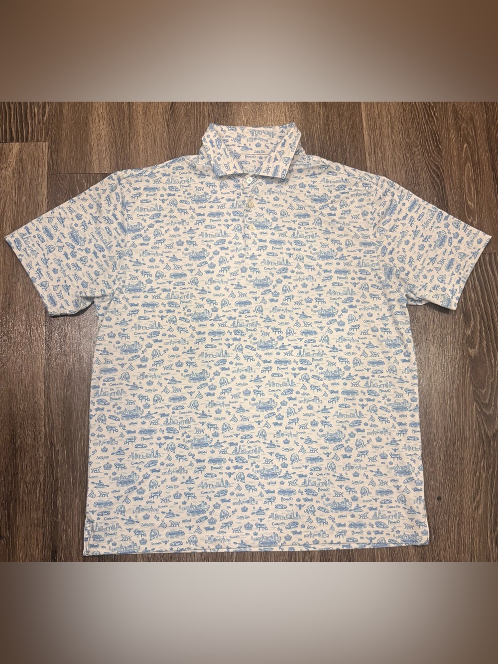 Rhoback The Charlotte NC Performance Polo Teal and White Size Large